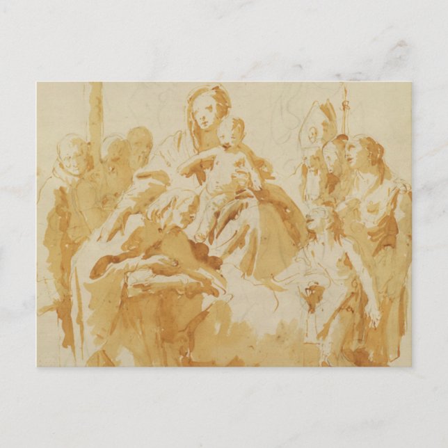 Virgin and Child Adored by Bishops, Monks & Women Postcard (Front)