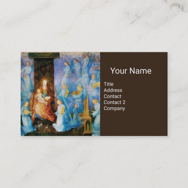 VIRGIN AND CHILD BLUE MUSIC ANGELS Brown Business Card (Front)