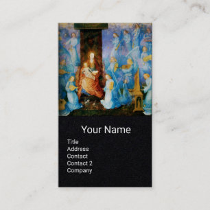 VIRGIN AND CHILD ,BLUE MUSICAL ANGELS Black Paper Business Card