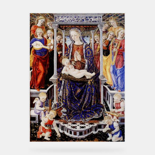 Virgin and Child Enthroned with Music-Making Angel Acrylic Sign