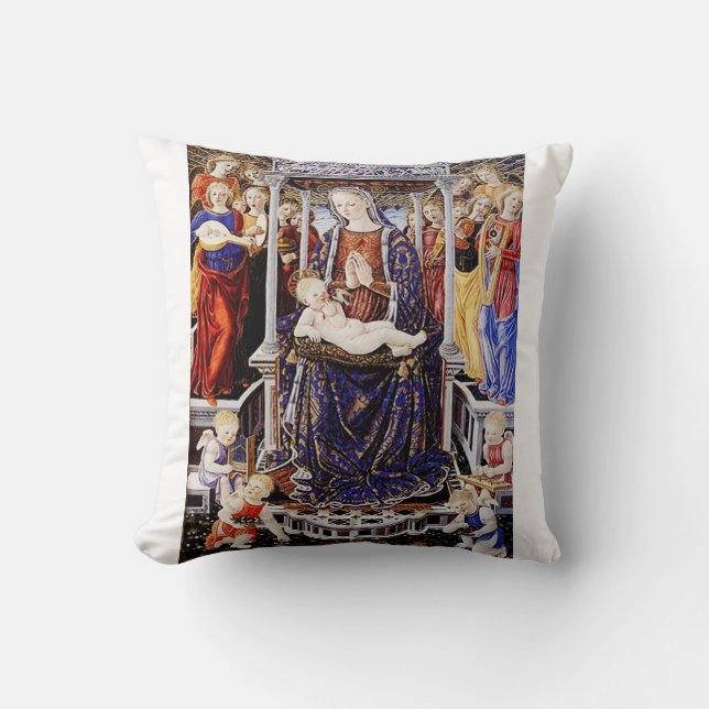Virgin and Child Enthroned with Music-Making Angel Cushion (Front)