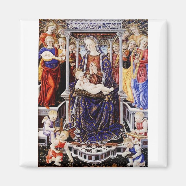 Virgin and Child Enthroned with Music-Making Angel Magnet (Front)