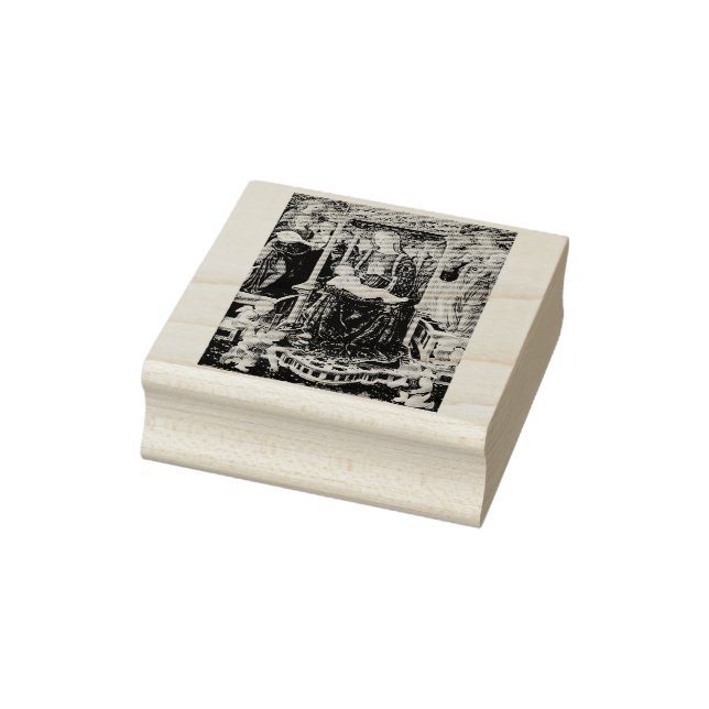 Virgin and Child Enthroned with Music-Making Angel Rubber Stamp (Stamp)
