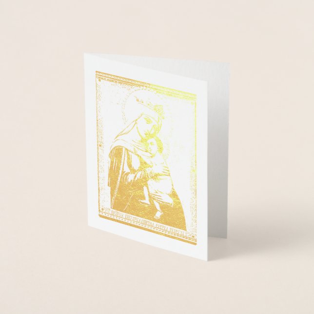 Virgin and Child Gold Foil Holiday Note Card (Front)