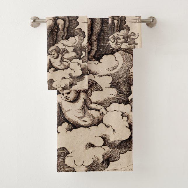 Virgin and Child in the Clouds Bath Towel Set (Insitu)