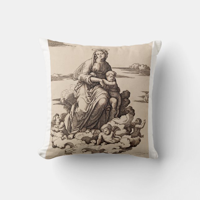 Virgin and Child in the Clouds Cushion (Front)