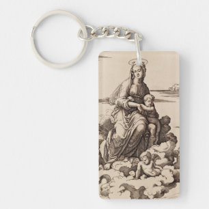 Virgin and Child in the Clouds Key Ring