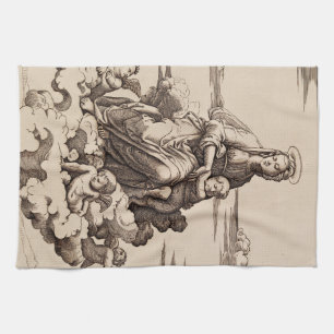 Virgin and Child in the Clouds Tea Towel