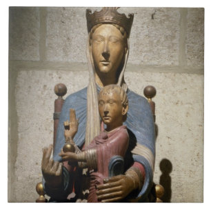 Virgin and Child, (polychrome wood) Tile