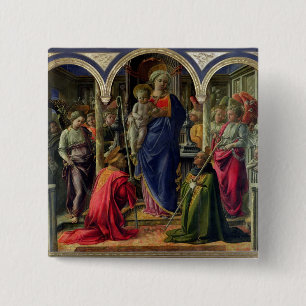 Virgin and Child surrounded by Angels 15 Cm Square Badge
