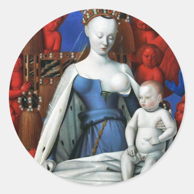 Virgin and Child surrounded by Angels - Fouquet Classic Round Sticker (Front)