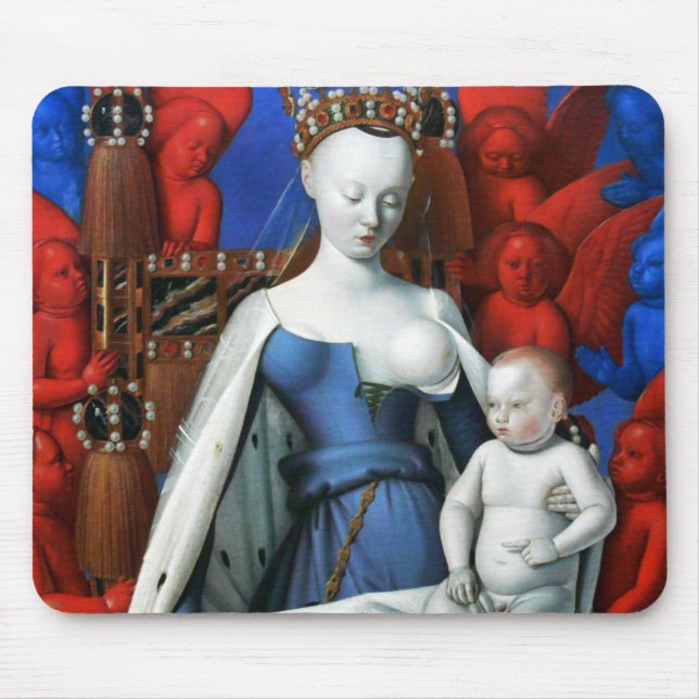 Virgin and Child surrounded by Angels - Fouquet Mouse Mat (Front)