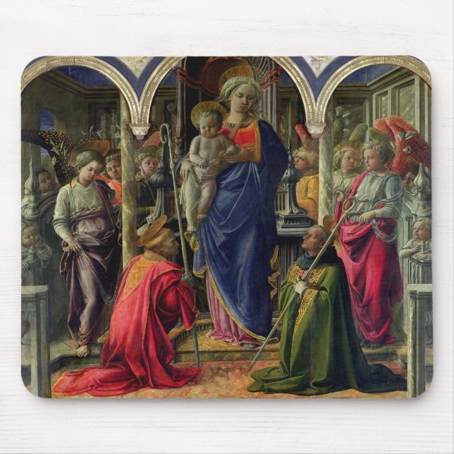 Virgin and Child surrounded by Angels Mouse Mat (Front)