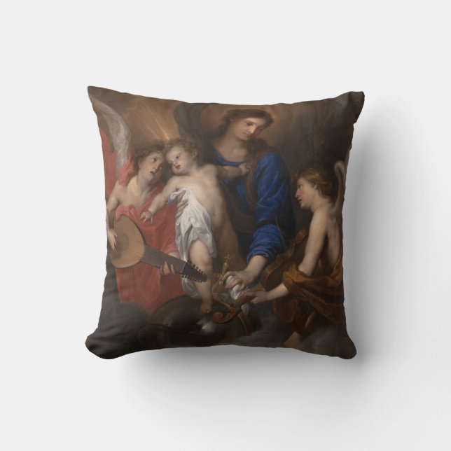 Virgin and Child with Music Making Angels Cushion (Front)