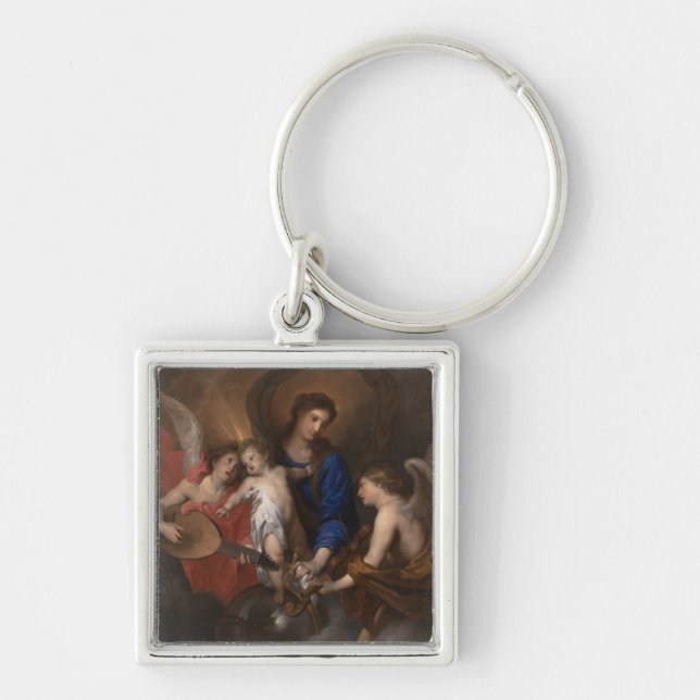 Virgin and Child with Music Making Angels Key Ring (Front)