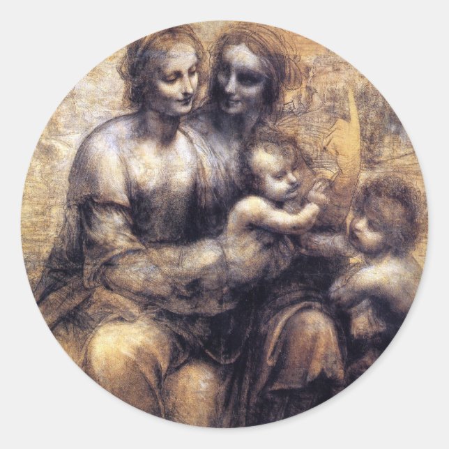 Virgin and Child with St. Anne sketch Classic Round Sticker (Front)