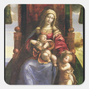 Virgin and Child with the infant St. John Square Sticker