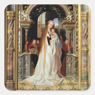 Virgin and Child with Three Angels, central panel Square Sticker