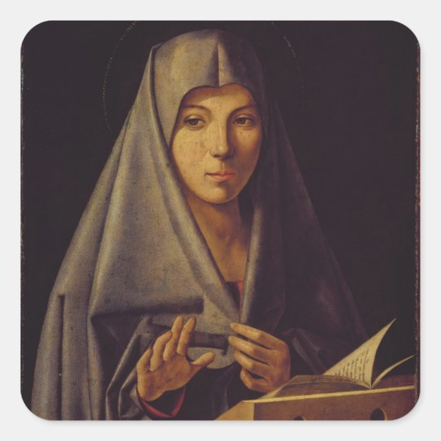 Virgin Annunciate (oil on panel) Square Sticker (Front)