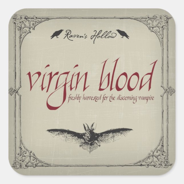 Virgin Blood Halloween Jar Sticker Label (Front)