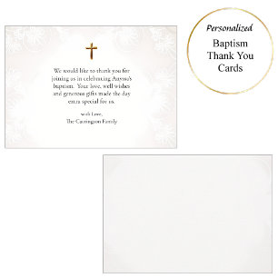 Virgin & Child Ornate Gold Frame Catholic Baptism Thank You Card