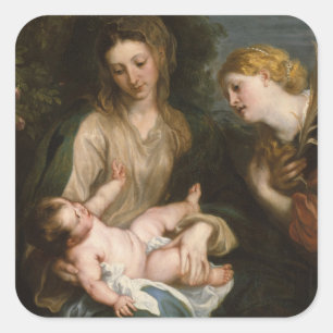 Virgin & Child with Saint Catherine of Alexandria Square Sticker
