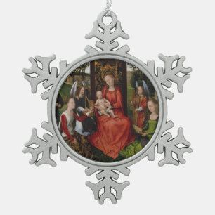Virgin & Child with Saints Catherine of Alexandria Snowflake Pewter Christmas Ornament