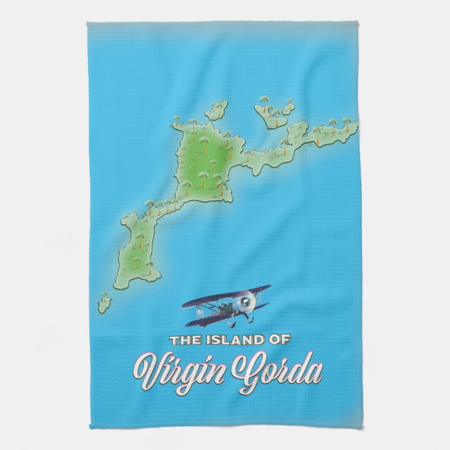 Virgin Gorda Map Tea Towel (Vertical)