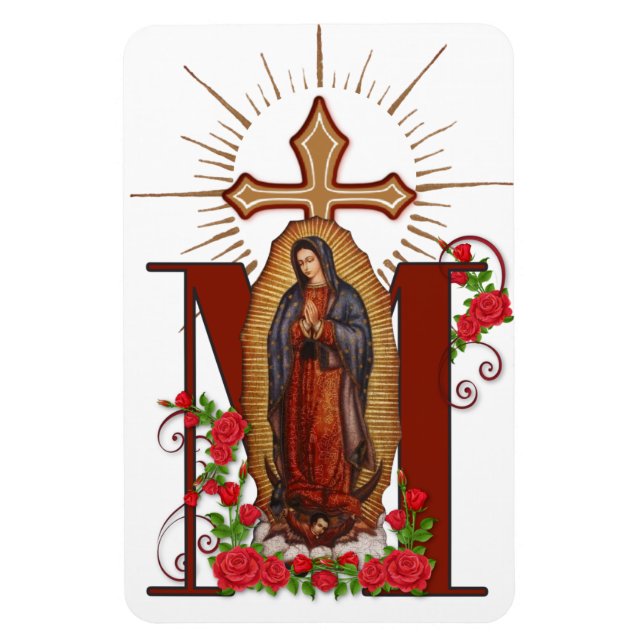 Virgin Guadalupe Catholic Religious Marian Cross Magnet (Vertical)