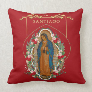 Virgin Guadalupe Catholic Religious Roses Cushion