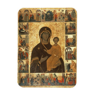 Virgin Hodegetria Icon of Smolensk, c.1450 (temper Magnet