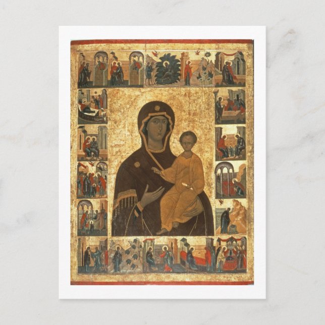 Virgin Hodegetria Icon of Smolensk, c.1450 (temper Postcard (Front)