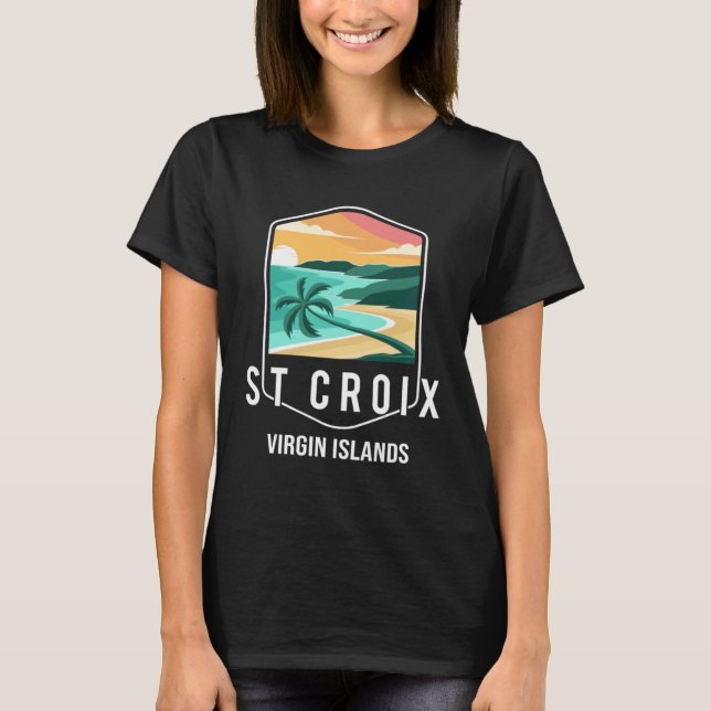 Virgin Islands Beach Sunset Palm Tree St Croix Vac T-Shirt (Front)