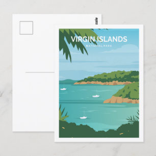 Virgin Islands Famous Travel Place Illustration Postcard