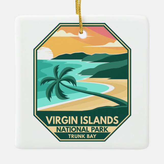 Virgin Islands National Park Minimal Retro Emblem Ceramic Ornament (Front)