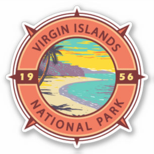 Virgin Islands National Park Retro Compass Emblem