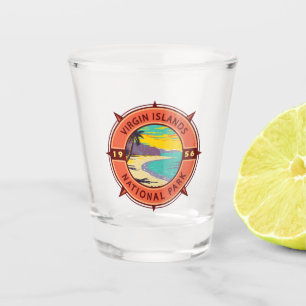 Virgin Islands National Park Retro Compass Emblem Shot Glass