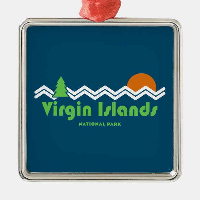Virgin Islands National Park Retro Metal Tree Decoration (Front)