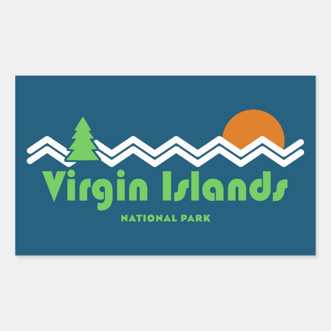 Virgin Islands National Park Retro Rectangular Sticker (Front)
