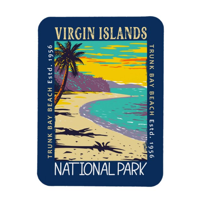 Virgin Islands National Park Trunk Bay Distressed Magnet (Vertical)