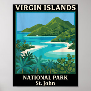 Virgin Islands National Park Vintage Retro Design Poster