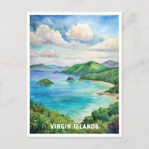 Virgin Islands National Park Watercolor Painting Postcard