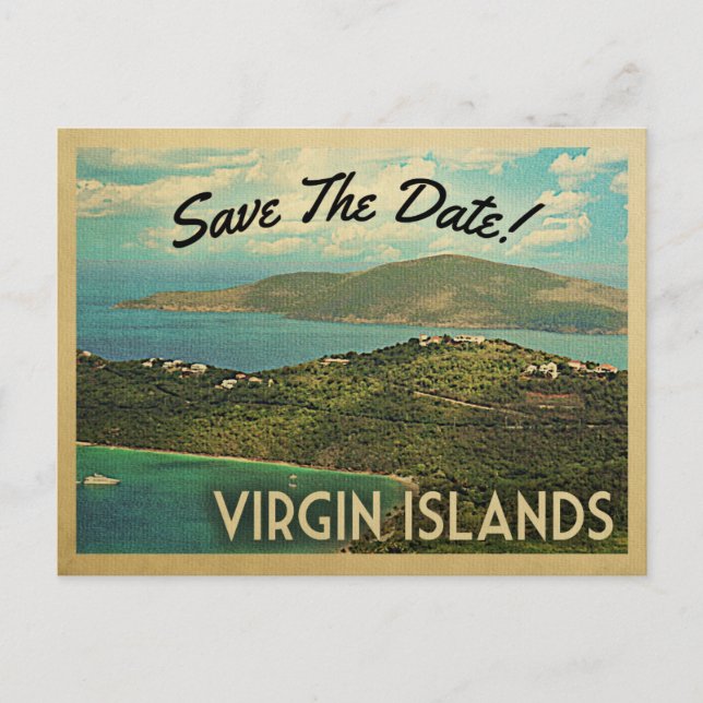 Virgin Islands Save The Date Vintage Postcards (Front)