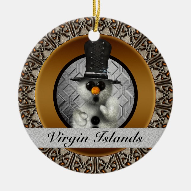 Virgin Islands Snowman Christmas Ornament (Front)