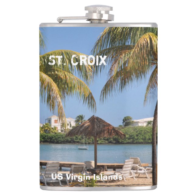 Virgin Islands St. Croix Caribbean USVI Tropical  Hip Flask (Front)