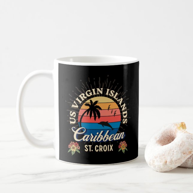 Virgin Islands St. Croix USVI Sunset Personalise Coffee Mug (With Donut)