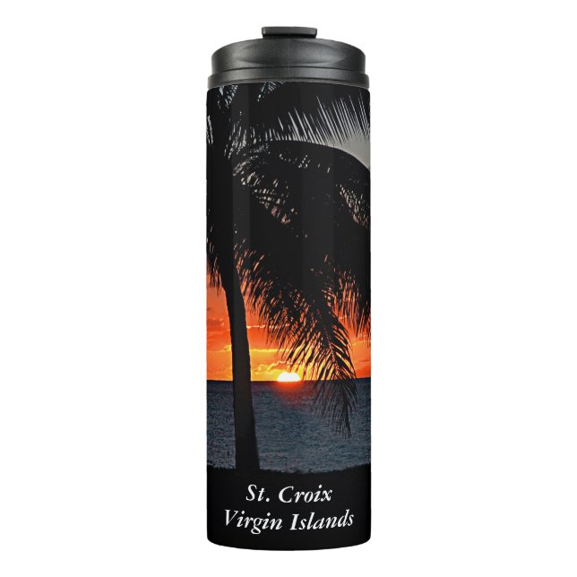 Virgin Islands St. Croix USVI Tropical Sunset Thermal Tumbler (Front)