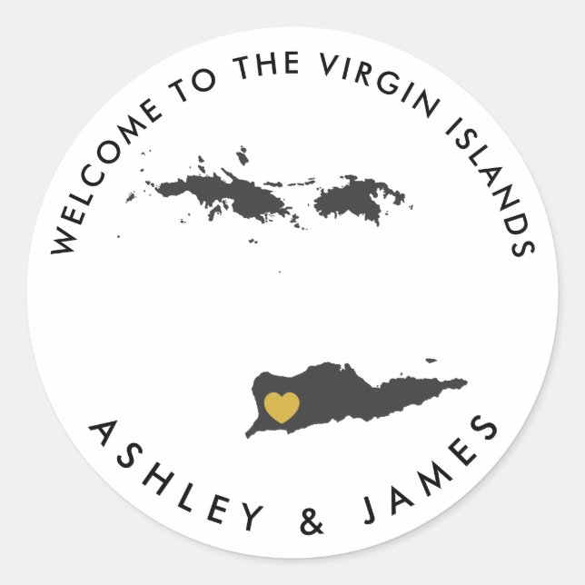 Virgin Islands Wedding Welcome Stickers, Favour Classic Round Sticker (Front)
