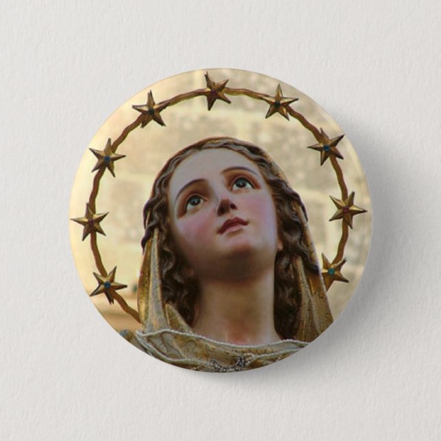virgin mary 6 cm round badge (Front)