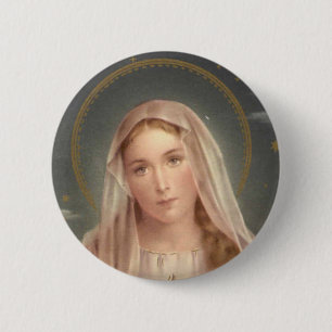VIRGIN MARY 6 CM ROUND BADGE